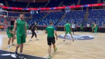 Un momento del entrenamiento del Unicaja previo a la Copa del Rey en Málaga.