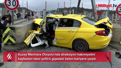Kuzey Marmara Otoyolu'nda feci kaza! Taksici öldü, yolcu ağır yaralı