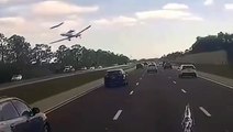 Video: Cámara de un auto captó el momento exacto en que un avión se estrella en una autopista en Estados Unidos