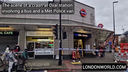 London bus and Met Police van crash