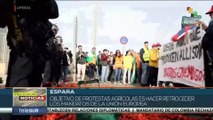 Protestas de agricultores españoles bloquea puerto Motril en Andalucía