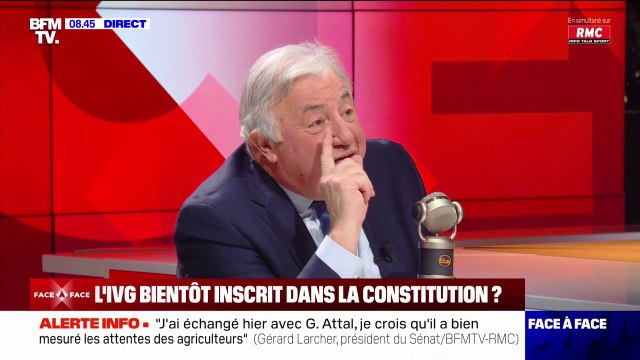 Gérard Larcher, sur l'inscription de l'IVG dans la Constitution: L'IVG est une procédure indispensable (...) mais la Constitution n'est pas un catalogue de droits sociaux