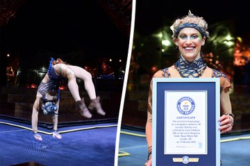 Woman breaks world record with 36 back handsprings in 30 seconds on a trampoline