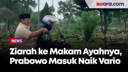 Lanjut Ziarah ke Makam Ayahnya Sumitro Djojohadikusumo, Prabowo Masuk Kuburan Naik Vario