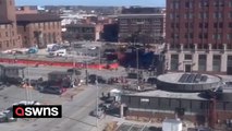 Super Bowl parade: Video shows police vehicles driving towards Kansas City Union station
