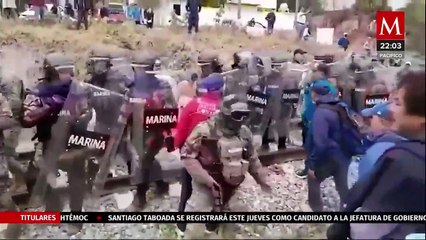 Manifestantes del Frente Ferrocarrilero protestan por privatización del transporte en México
