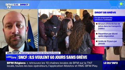 SNCF: des sénateurs centristes proposent 60 jours "sans possibilité de déposer de préavis de grève dans les transports publics"