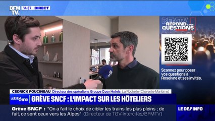 Grève SNCF: "Depuis 16h hier, une soixantaine d'annulations sur nos 3 hôtels" explique Cedrick Poucineau, directeur des opérations d'un groupe hôtelier à La Rochelle