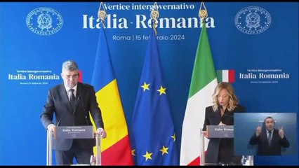 下载视频: Vertice Italia-Romania, Meloni: pieno sostegno all'Ucraina