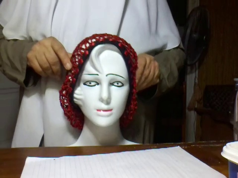 غطاء للرأس كروشيه جميل للم الشعر Beautiful crochet headdress for hair