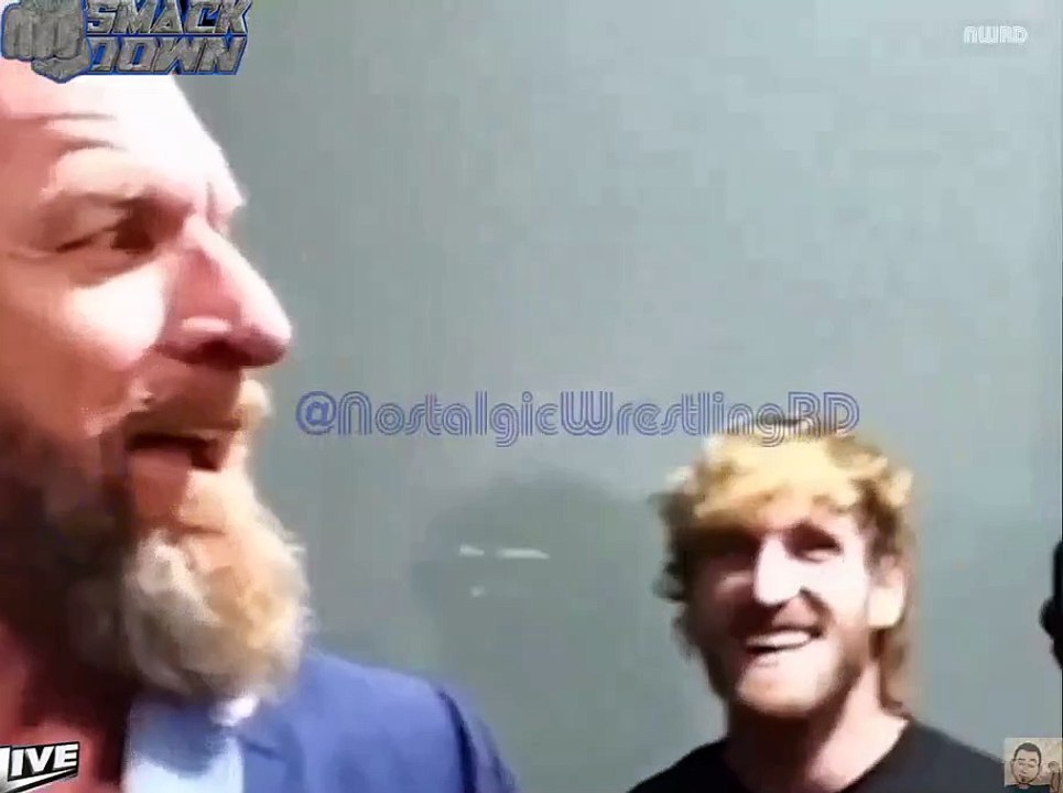 Triple bump into Logan paul video moment backstage on WWE Smackdown