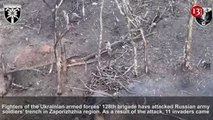 11 helpless Russian soldiers who were under attack came out of  trench and surrendered