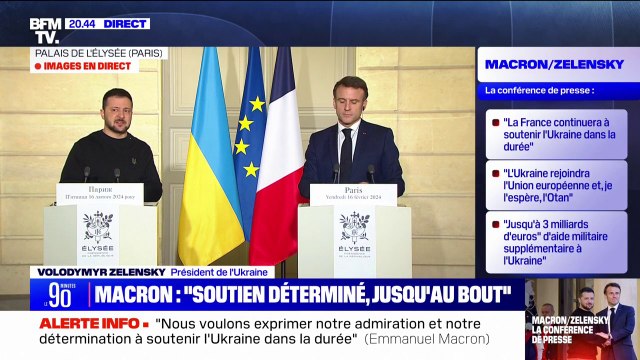 Volodymyr Zelensky loue l'accord bilatéral sur la sécurité ambitieux et concret signé par la France et l'Ukraine