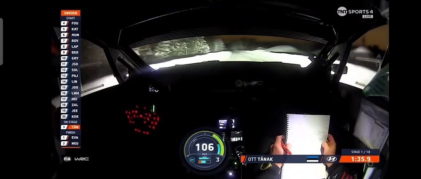WRC Sweden 2024 SS01 Tanak Onboard