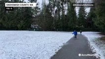 Latest Pacific storm hits the Northwest with a burst of snow