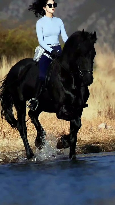 Horse riding with beauty 
