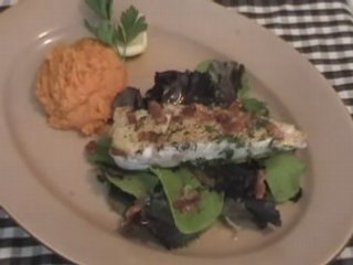 Wild halibut with bacon dressing