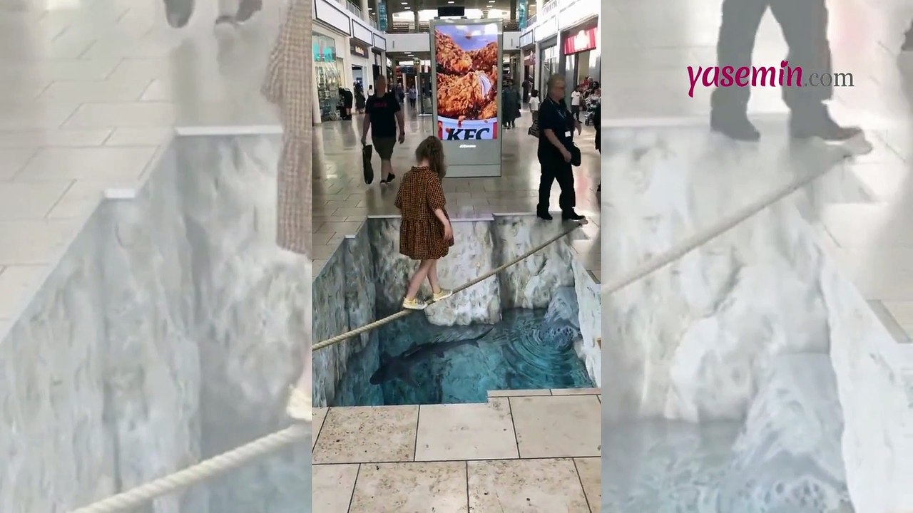 Bir alışveriş merkezindeki anamorfik zemin tasarımı sosyal medyada gündem oldu!