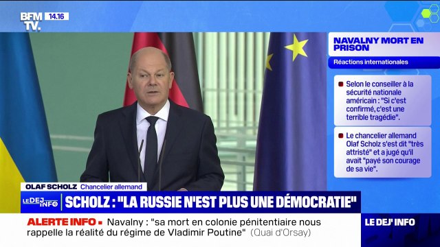 Mort d'Alexei Navalny: La Russie n'est plus une démocratie affirme Olaf Scholz, le chancelier allemand