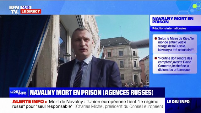 Mort d'Alexei Navalny: Le monde entier voit le vrai visage de la Russie réagit Vitali Klitschko, le maire de Kiev