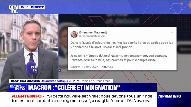 Mort d'Alexei Navalny: Emmanuel Macron exprime sa colère , son indignation et condamne la Russie d'aujourd'hui où on met les esprits libres au goulag