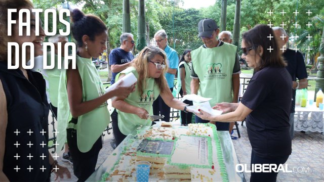 Praça Batista Campos comemora 120 anos com distribuição de bolo e parabéns