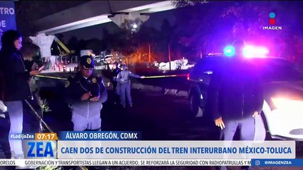 Caen dos trabajadores del Tren Interurbano México-Toluca de una plataforma