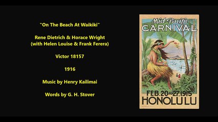 On The Beach At Waikiki - Rene Dietrich & Horace Wright (1916)