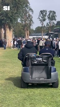 Tiger Woods Leaves The Genesis Invitational on Golf Cart (Video)