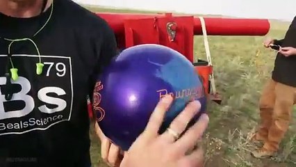 Bowling Ball Cannon Vs. Bulletproof Glass Windows at 82,000fps