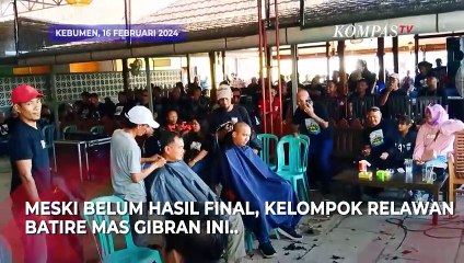 Prabowo-Gibran Unggul Sementara, Puluhan Relawan Syukuran Cukur Gundul