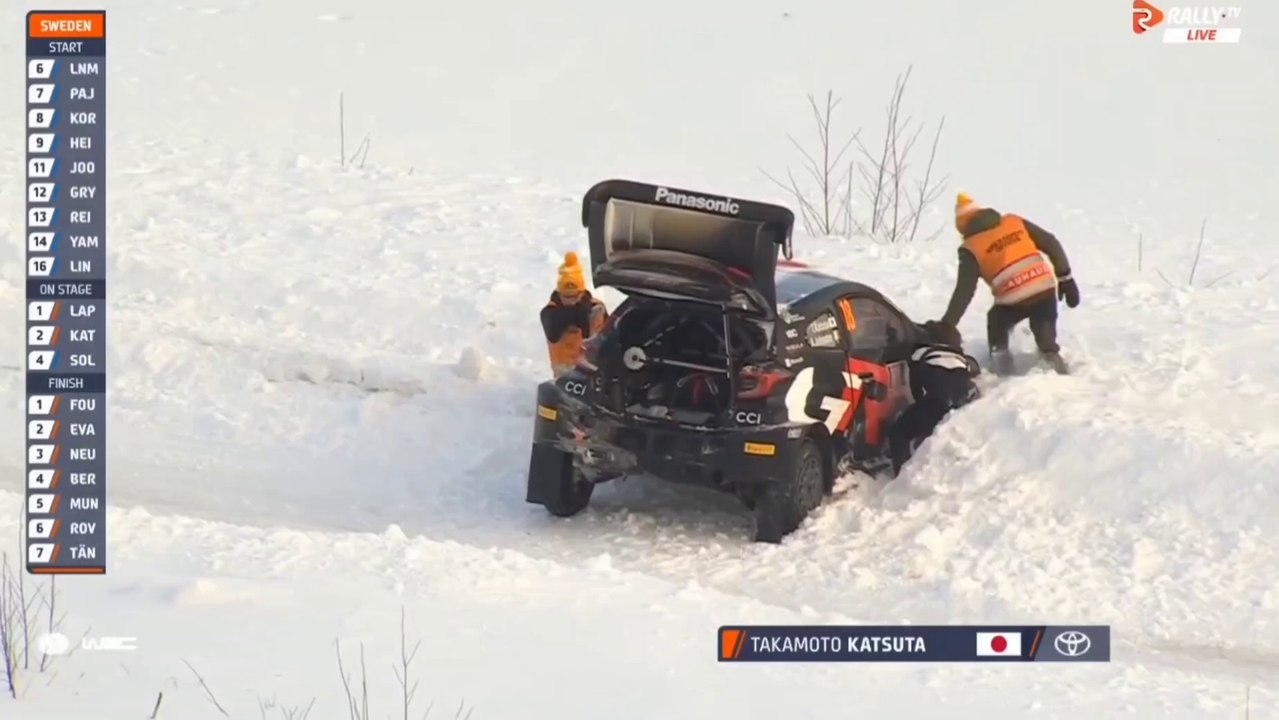WRC Sweden 2024 SS10 Drama Katsuta Crashes