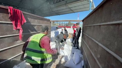 مساعدات إنسانية في معبر كرم أبو سالم في غزة