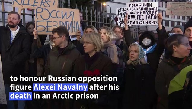 Protests at Russian embassies after Navalny’s death