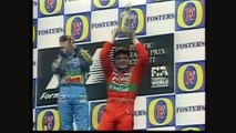 Fórmula 1 1994 - GP do Pacífico - Rubens Barrichello fala com a família após o primeiro pódio
