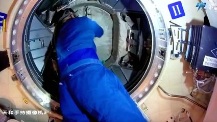 Tiangong Space Station Crew Moves Cargo From Newly Arrived Tianzhou-7 Spacecraft
