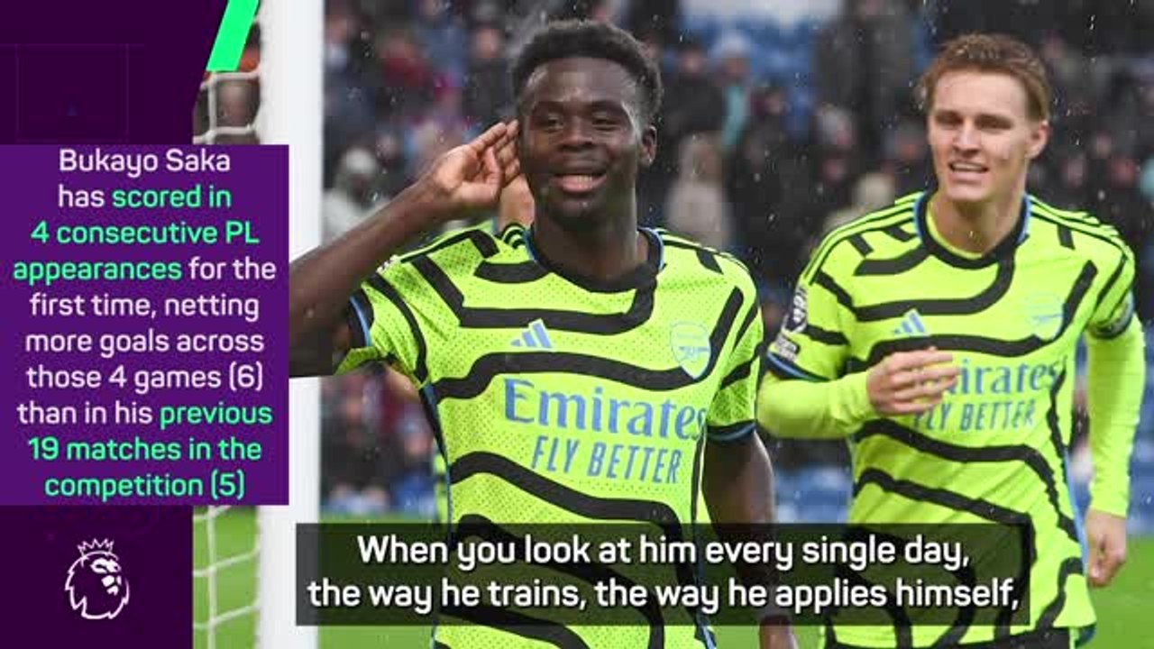 Saka consistency 'no coincidence' after Burnley brace - Arteta