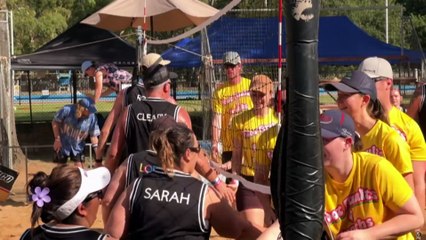 Hundreds of volleyballers compete in the annual Coota Beach Volleyball event