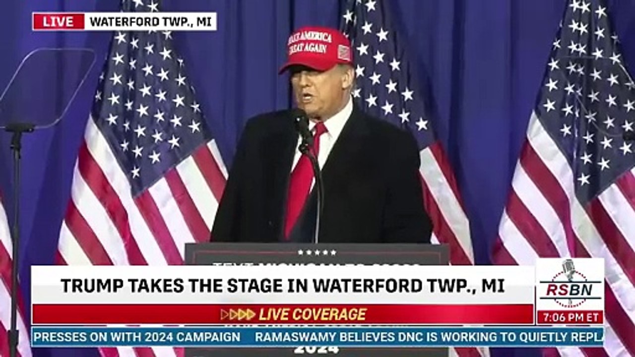  : La réponse complète du président Trump à la décision « illégale et inconstitutionnelle » lors du procès civil de New York lors d'un discours dans le canton de Waterford, Michigan