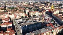 Crollo cantiere Firenze, il sorvolo del drone dei vigili del fuoco