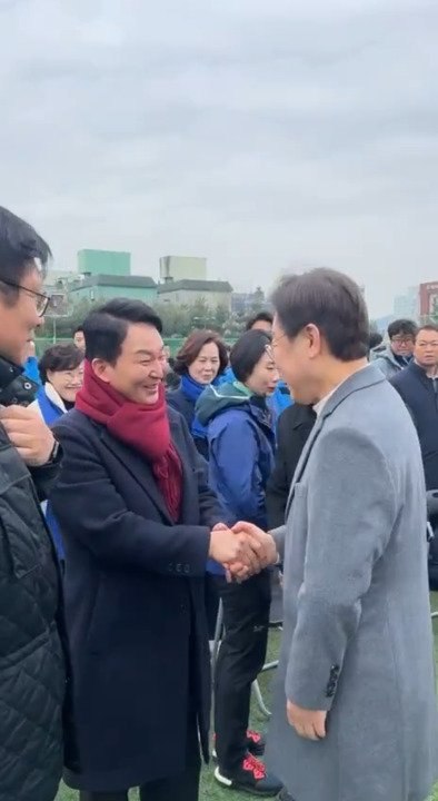 "환영합니다" 계양을서 만난 이재명∙원희룡, 이번엔 6초 인사