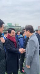 "환영합니다" 계양을서 만난 이재명∙원희룡, 이번엔 6초 인사
