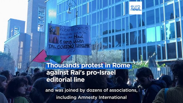 Protests in Rome over state broadcaster RAI's Gaza stance