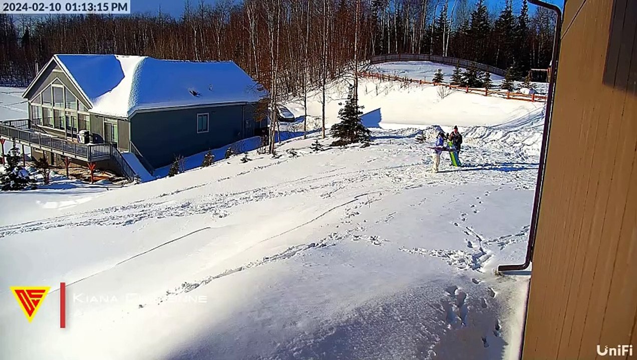 Sled Fail Caught on UniFi Camera | Doorbell Camera Video