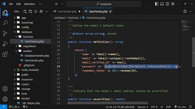 Add New Seeder for User and Admin in Laravel Project | Restaurant E-commerce Project in Laravel #3