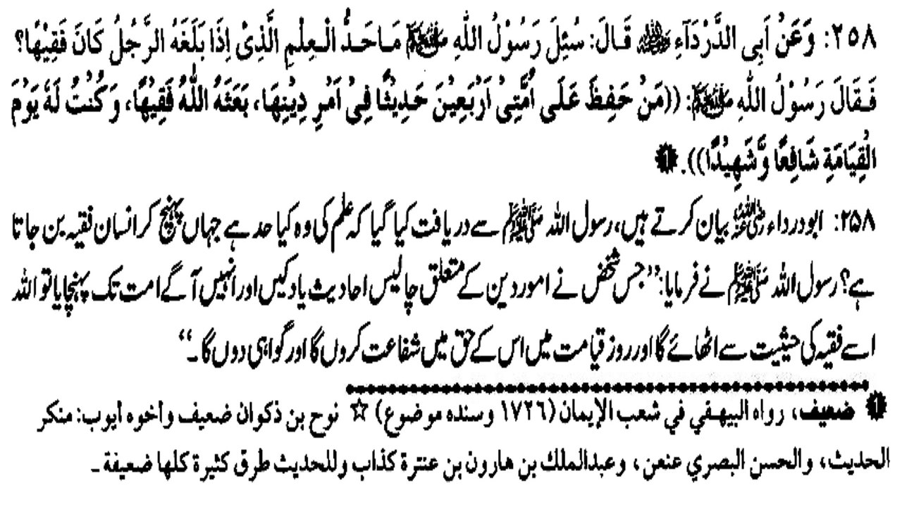 HOW MANY AHADEES A MUSLIM MUST LEARN? (258)