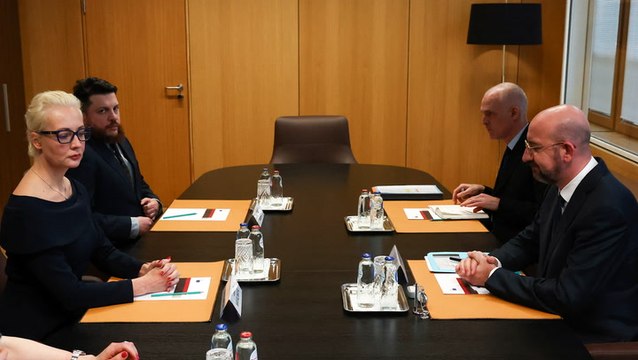 Alexei Navalny’s widow meets with European Council president in Brussels