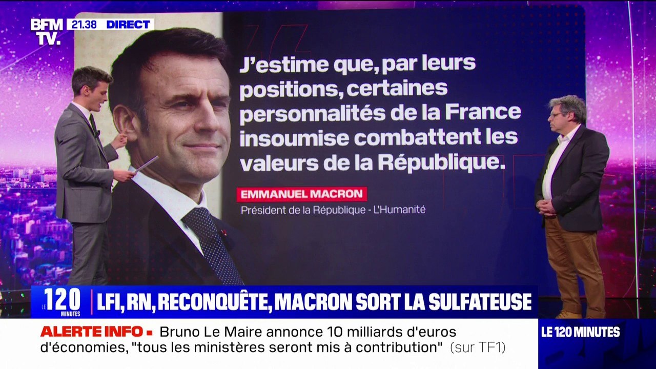 Attaque contre LFI, RN "hors de l'arc républicain": Emmanuel Macron étrille l'opposition dans le journal l'Humanité