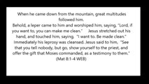 Jesus heals  a man with leprosy