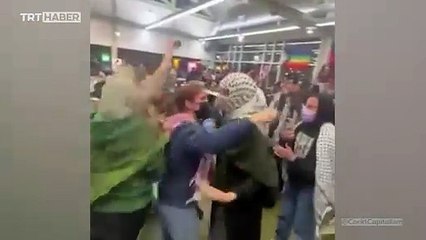 Üniversite öğrencileri İsrail'e gönderilecek 20 milyon dolarlık yardımı engelledi